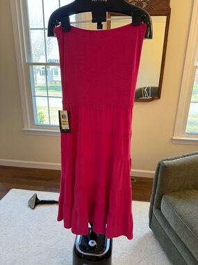 INC International Concepts Sleeveless Tiered Midi Dress in Fuchsia